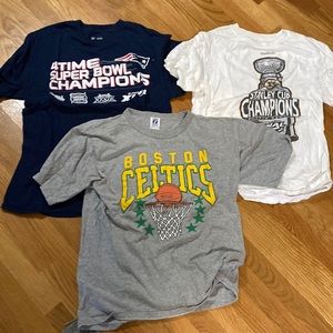 Lot of 3 Boston Sports Tees - Size Large - Celtics, Patriots and Bruins - Used